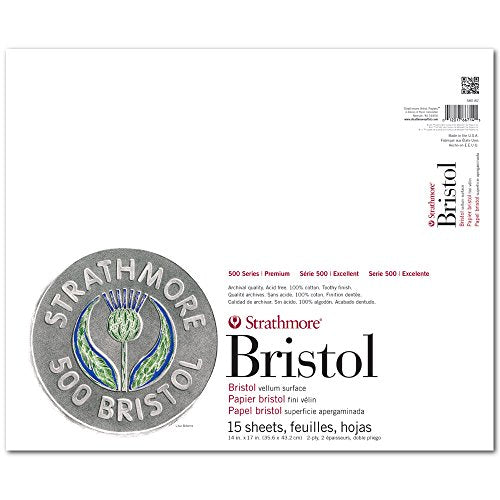 Strathmore (580-82 500 Series Bristol, 2-Ply Vellum Surface, 14"x17", Gray, 15 Sheets - color: Vellum, 2 Ply