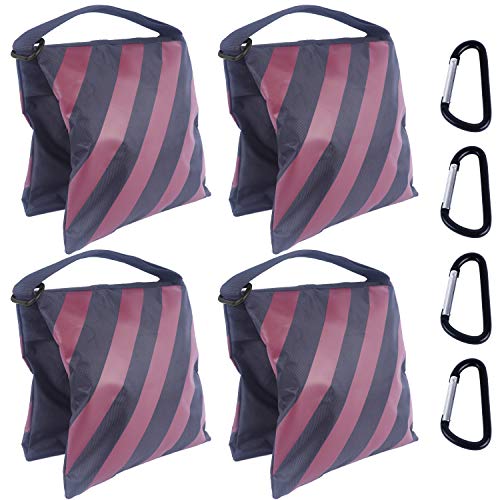 ABCCANOPY Photography Sandbag for Video Stand 4 Packs,Burgundy(No Sand) | Heavy Duty Weight Bags Zipper Design Aluminum Carabiners PE Sealed Bags Multiple Use for Light Tripod Camping Chair - color: Burgundy, size: 4 Packs