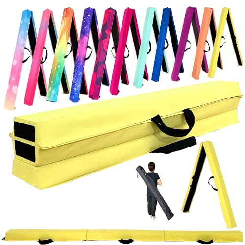 Marfula 6 FT / 8 FT / 9 FT Folding Gymnastics Beam Foam Balance Floor Beam - color: Light Yellow, size: 10 Ft