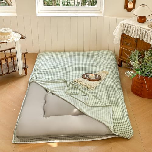 Sage Green Gingham Japanese Floor Mattress Futon Cover, Full - color: Sage Green Gingham, size: Full
