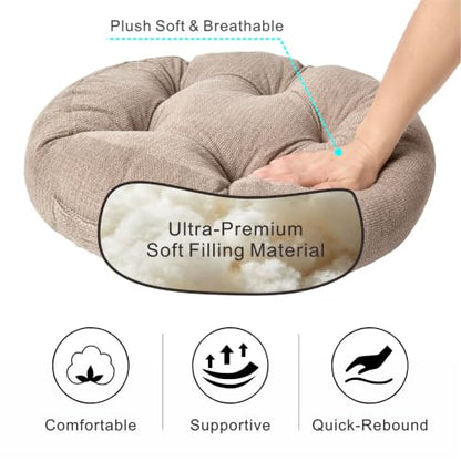 Floor Pillow Cushion with Handle for Adults Women Men - color: Brown, Round