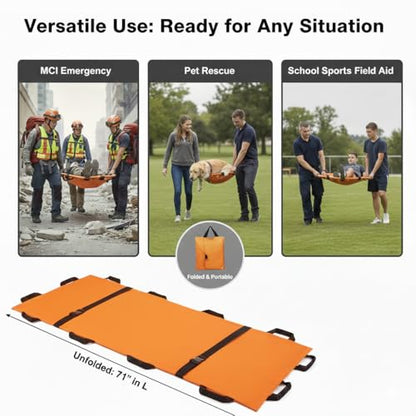 Emergency Patient & Large Dog Rescue Stretcher Gurney, 400 lbs - color: Orange, size: One-Pack