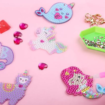 Labeol Arts and Crafts for Kids - Creat Your Own GEM Keychains-5D Diamond Painting by Numbers GEM Kits for Kids Girls Toddler Age 6-7 6-8 10-12 - style: Dream