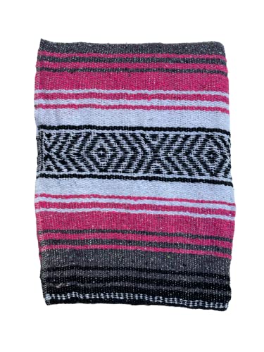 Baja Authentic Mexican Falsa Blanket 100% Acrylic Perfect for Yoga, Beach, Camping, Picnic, Car Seat Cover, Home Throw Decor (Pink) - color: Pink