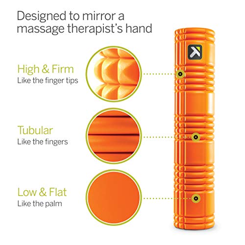 TRIGGERPOINT PERFORMANCE THERAPY GRID Patented Multi-Density Foam Massage Roller Exercise Deep Tissue Muscle Recovery - Relieves Muscle Pain & Tightness, Improves Mobility & Circulation (26"), Orange - color: Orange