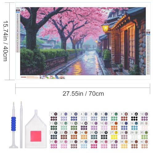 JOOZ Large Diamond Painting Kits for Adults Street Scene, 27.5x15.7 Inch | DIY 5D Diamond Art Kits for Adults, Full Drill Diamond Painting, Sakura Gem Art Kits for Gift, Home Wall Decor - color: Street Scene 037
