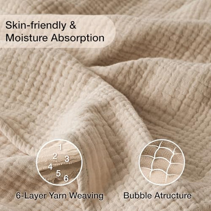 100% Cotton Muslin Blanket 40" x 40", Breathable and Lightweight Cotton Throw Blankets, Soft Cooling Summer Gauze Blanket for All Season, Beige - color: 01 - Beige, size: Baby ( 40"x40")