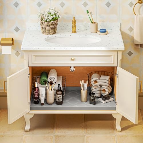 SIKADEER Waterproof Under Sink Mat Silicone 25"x19", Kitchen Cabinet Liner - color: Gray, size: 25"W x 19"L