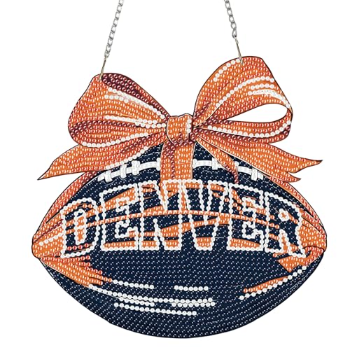 Rertcioph Football Diamond Art Hanging Kit for Adults, DIY Acrylic 5D Diamond Painting Hanging Ornament for Denver Home Wall Decor and Gift - color: Denver