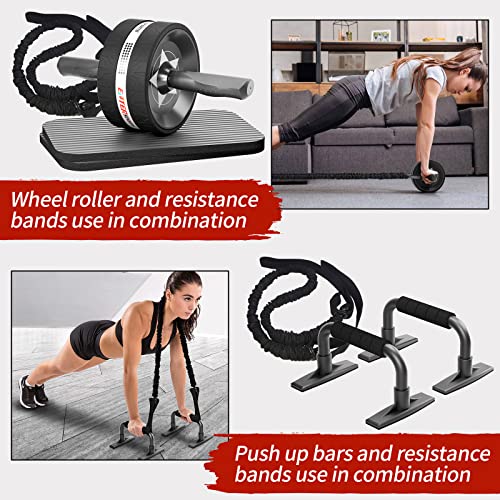 Ab Roller Wheel for Abs Workout with 2 Knee Pads for Home Gym - color: Black