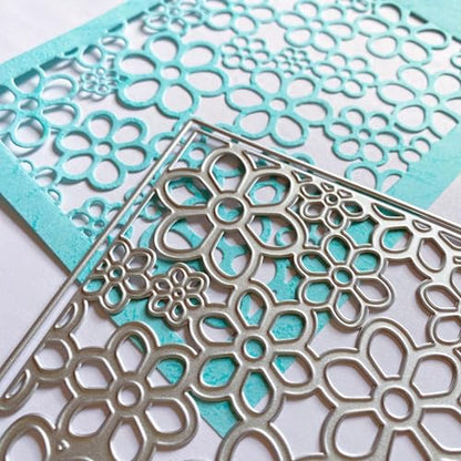 3D Frame Cutting Dies Background Dies Cut Grid Flowers Metal Stencils for Card Making Album Arts DIY Craft Embossing Template Scrapbooking Album Decor (Covered with Flowers-14x10.9cm) - style: Flowers Frame