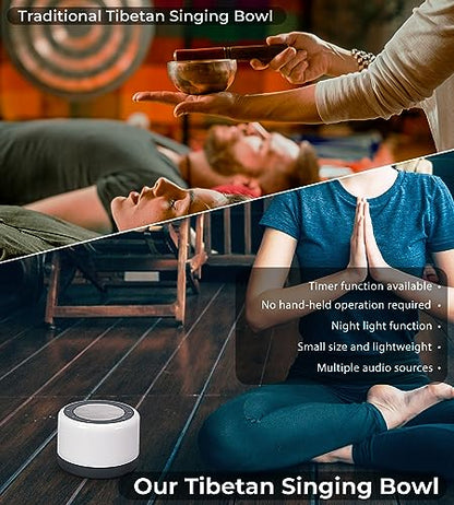 Tibetan Meditation Singing Bowls Machine - Plays 8 Different Bowls Sound for Yoga, Meditation, Mindfulness, Healing, Chakra Healing, Stress Relief, Timer and Memory Features for Women/Men, by Vangoa