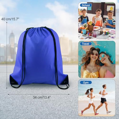 KUUQA 12 Pcs Drawstring Backpack Bags, Blue - color: Blue