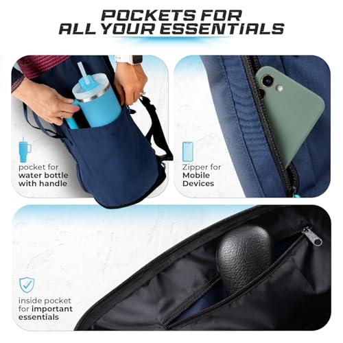 MAGNILAY Expandable Yoga Mat Bag, Adjustable Strap, Black, Large - color: Navy Blue