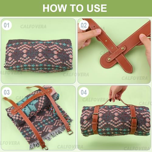 Portable PU Leather Handle Belt Rug Carrier Leather Picnic Blanket Carry Strap Brown Outdoor Motorcycle Bedroll Adjustable Yoga Mat Strap Holder for Carpet Home Camping Travel Beaches - style: style 2