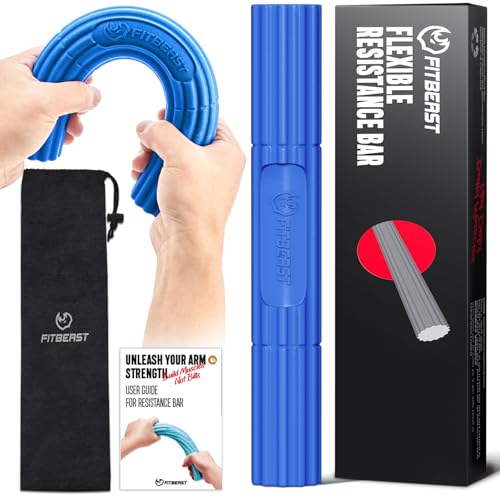 FitBeast Flex Therapy Bar, Tennis Elbow Therapy Bar - Ideal for Relieve Tendonitis Pain & Improve Grip Strength, Fitness Resistance Bar for Golfers Elbow & Tendinitis, Twist Bar for Physical Therapy - color: 1 Piece - Blue - Medium