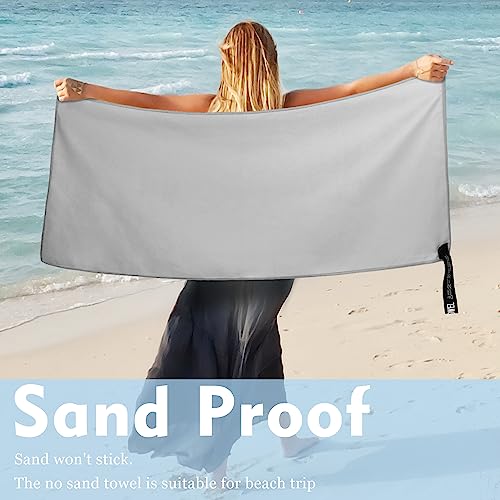Microfiber Travel Towel, Quick Dry Camping & Gym Towel. Compact - color: Gray, size: XS:12"×24"