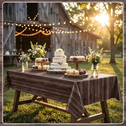 100FT x 54IN Wood Grain Plastic Tablecloth Roll with Slide Cutter Box | Heavy Duty Disposable Rustic Picnic Table Cover & Wall Backdrop, Cut-to-size for Western Party, Bulletin Board Backdrop - color: Wood Grain, size: 1200" x 54" (Rectangular)