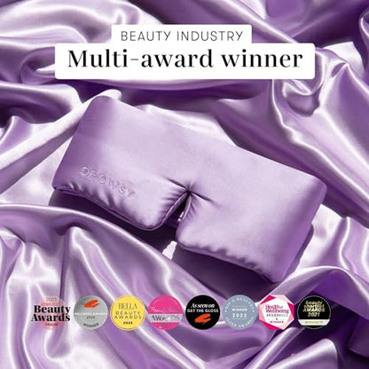 DROWSY Silk Sleep Mask - Face-Hugging, Padded Cocoon for Luxury Sleep in Total Darkness - 100% Pure Mulberry Silk (Lavender Haze) - color: Lavender Haze, size: 1 Count (Pack of 1)