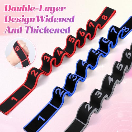 3PCS Fitness Resistance Band for Stretching and Yoga, 8-Section Numbered Elastic Resistance Band | Fitness Band with Clear Markings for Yoga, Stretching, Pilates - color: 3pcsA-Red*Black*Blue*