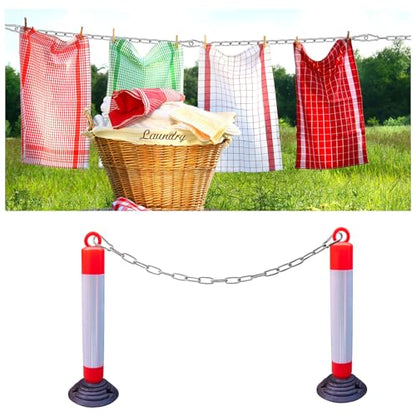 Moxweyeni 8 Pcs 20 Inch 304 Stainless Steel Coil Chain with Spring Snap Link Connector for Flower Pot Hanging Roadblock Link Anchor Pet Dog Gym Boxing Outdoor Indoor Swing Chair Hammock Transport