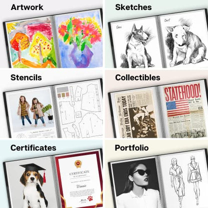 Dunwell 11x14 Binder with Sleeves (Black), 24 Pockets Display 48 Pages, Large Folder with Plastic Sleeves,11x14 Presentation Book with Protector Sleeves, Kids Art Portfolio 14x11,Clear Pages,Vertical | Clear Plastic Sleeves, Presentation Book, For Documen