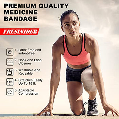 FRESINIDER Premium Elastic Bandage Wrap 3 Inch, 8 Pack, Hook and Loop - color: 8 Pack X 3 Inches