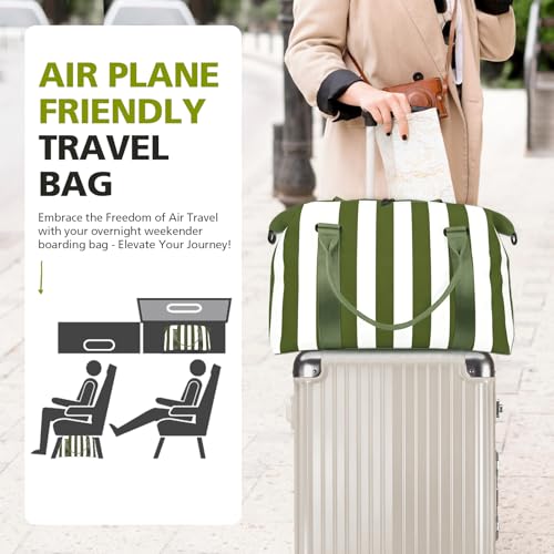 TOPBAG Travel Duffle Bag, Waterproof Weekender Carry On Tote Bags for Women, Sport Gym Bag for Men, Hospital Bag for Labor and Delivery, Overnight Luggage Bag with Trolley Sleeve - color: Green White