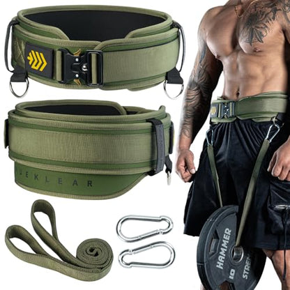 MANUEKLEAR 2-in-1 Weightlifting Belt & Dip Belt with 36.7 IN Rope, Double-Layer Weight Lifting Belts, Powerlifting Gym Weighted Belt for Pull Up Squat - color: Olive Drab, size: XL(38-41in)