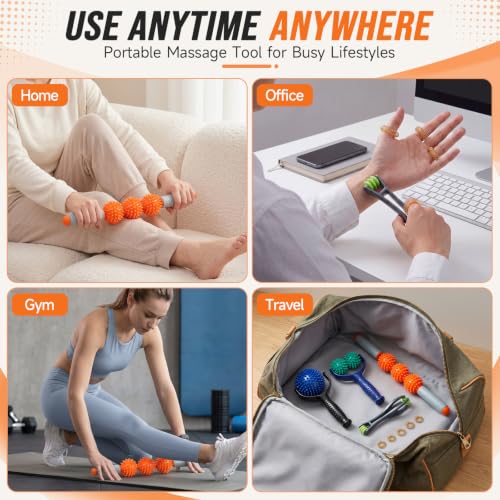 4 Pcs Manual Full Body Massage Tool Set with 5 Finger Rings