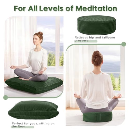 Meditation Cushion, 32x32inch Meditation Floor Pillow for Adults - color: Green