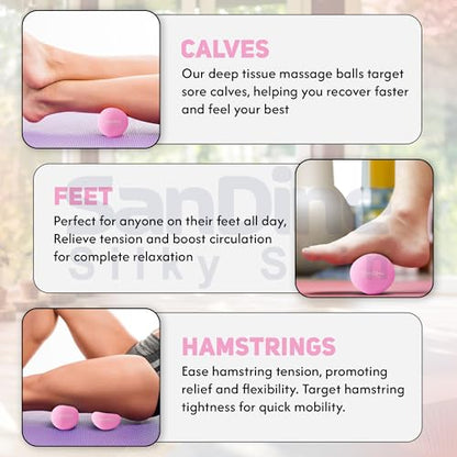 Lacrosse Massage Balls for Deep Tissue Massage - Release Tension Relieve Muscle Soreness Improve Flexibility - Ideal for Myofascial Release Trigger Point Therapy - 2Pack Yoga Balls by Sandine (Pink) - color: Pink