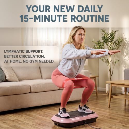 Lifepro Waver Vibration Plate Exercise Machine with 99 Speeds & 10 Presets | Resistance Bands, Non-Slip Surface, 330 lbs Capacity — Vibration Plate for Lymphatic Drainage, Body Toning, Full-Body Workout - color: Pink