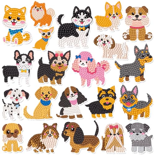 Labeol Diamond Art Kits for Kids Boys and Girls Ages 6-8-10-12 Easy to DIY Creative Diamond Art Sticker Craft by Numbers Kits for Kids and Adult Beginners (Puppy) - style: Puppy