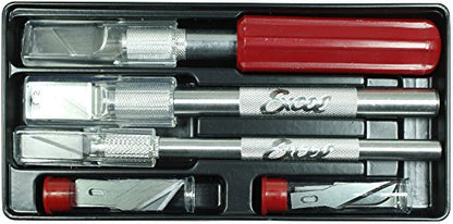 Excel Blades Hobby Knife Set, American Made Craft Knife Kit with 13 Assorted Blades (Plastic Case)