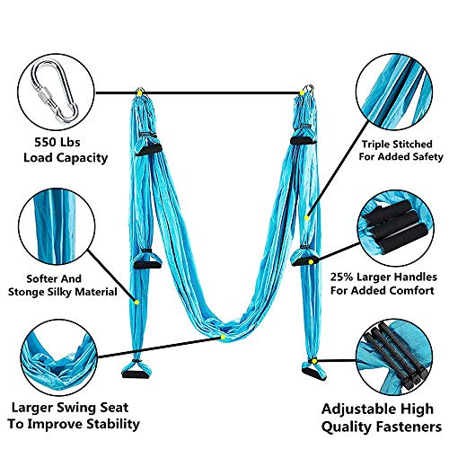 Aerial Yoga Swing Set, Ultra Strong Hammock Trapeze Extension, Antigravity Ceiling Hanging Sling Inversion Exercises - color: Purple