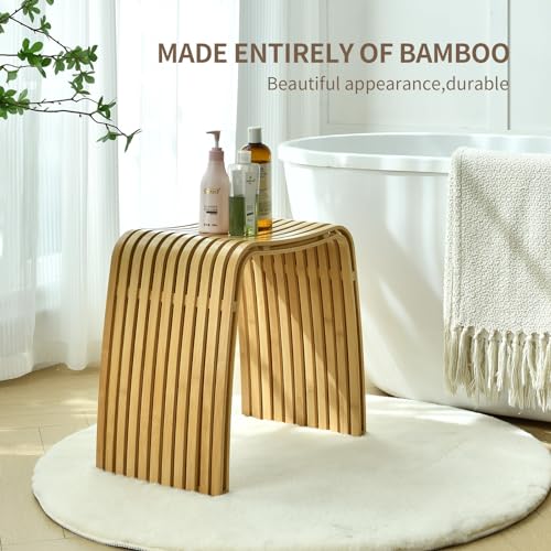 Bamboo Shower Bench, Waterproof Non-Slip Bath Stool,Sturdy Stable - color: Color No., size: Set of 1