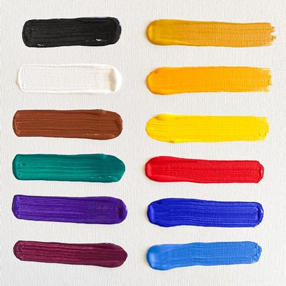 milo Acrylic Paint Set, 12 Primary Colors, 16 oz Bottles, Semi-Gloss | Safe, Non-Toxic, Made in the USA, Arts & Crafts Paints for Artists, Student & Hobby Painters, Paint Pack, Classroom, Bulk - style: Primary Set 12 x 16 oz
