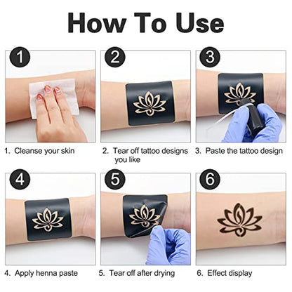 24 Sheets Henna Stencils for Kids Teens Adults | 400+ Reusable Tattoo Stencils, Glitter Tattoo Stencils For Face Hand Back