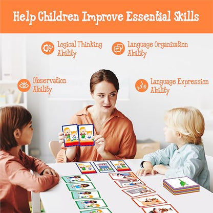 5-Scene Sequencing Cards, 80 Sequence Card Game for Preschool, Kids Learning Order and Logic, Speech Therapy Materials for Autism, Early Learning Activity-Storytelling, Social Skills,Sentence Building - style: 5-Scene