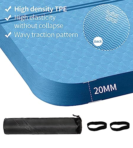 nuveti Large Exercise Mat - 15mm/20mm/30mm Thick Yoga Mat | Workout Mat for Fitness, Yoga, Pilates, Stretching & Floor Exercises for Women & Men with Free Carrying Bag - color: LightBlue, size: 183X80X20MM