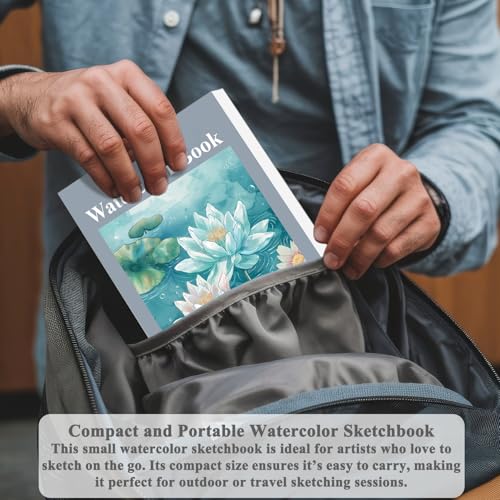 Fuxi Small Watercolor Sketchbook, 2-Pack - 5.5" x 8.5" | 140lb/300gsm Cold Press Watercolor Paper, 30 Sheets Per Pad. - color: Mist Blue