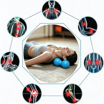 Silicone Peanut Massage Ball—Double-Sided Hockey-Shaped Yoga Ball and Physical Therapy Exercise Ball—A deep-tissue massage tool for myofascial release, muscle relaxation, and acupressure therapy