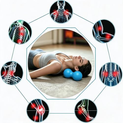Silicone Peanut Massage Ball—Double-Sided Hockey-Shaped Yoga Ball and Physical Therapy Exercise Ball—A deep-tissue massage tool for myofascial release, muscle relaxation, and acupressure therapy