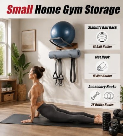 Yoga Ball Holder Wall Mount – Fits Trideer Pilates Exercise Balls