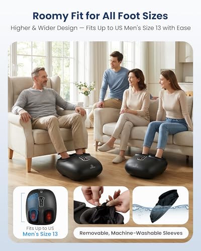 COMFIER 2026 Shiatsu Foot Massager with Fast Heat, FSA Eligible HSA | Plantar Fasciitis & Neuropathy Pain, 3 Kneading, 5 Compression, 3 Vibration, 2 Heat Levels, Size 13, Gift for Men & Women - color: Black