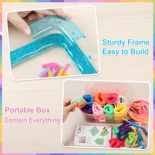 IQKidz Weaving Loom Kit Toys, DIY Arts and Crafts for Kids and Adults, Ideal Gifts for Girls Ages 5 6 7 8-12 13, Easy Potholder Loom Knitting Activity for Beginners, 224 Craft Loops - size: Potholder Weaving Loom