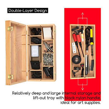 MEEDEN Sturdy Wood Tool Box: Beechwood Portable Art Supply Organizer - Large Artist Storage Box - size: Large