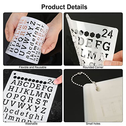 MWOOT 24 Pcs Assorted Drawing Journaling Stencils Set,Mixed Shapes Scale Painting Templates for DIY Albums Schedule Wall Art Decor,Reusable Plastic Paint Template for Diary Card Making (17.8x12.7CM)