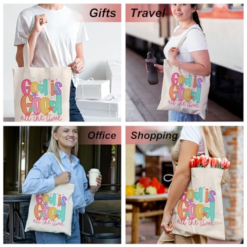 Inspirational Christian Gifts Canvas Tote Bag for Women, Christmas Friendship Birthday Religious Grocery Bags - color: Godgood